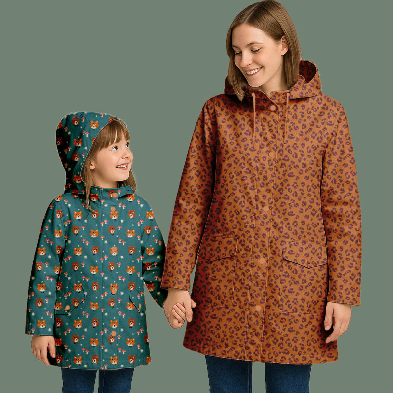 Printed Waterproof Fabric RODZI Blue / Orange